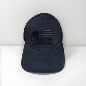 Highland Tactical American Flag Hat Cap Snap Back Mesh Mens Black